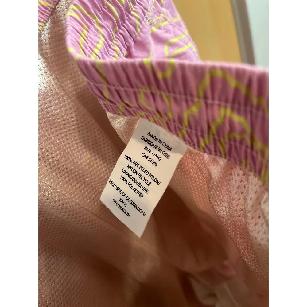 Empyre Swim Trunks Mens Medium Pink Yellow Abstract Swirl Mesh Lined Shorts